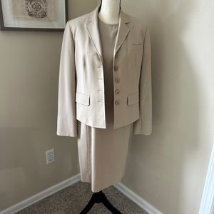 Beige shift dress and blazer